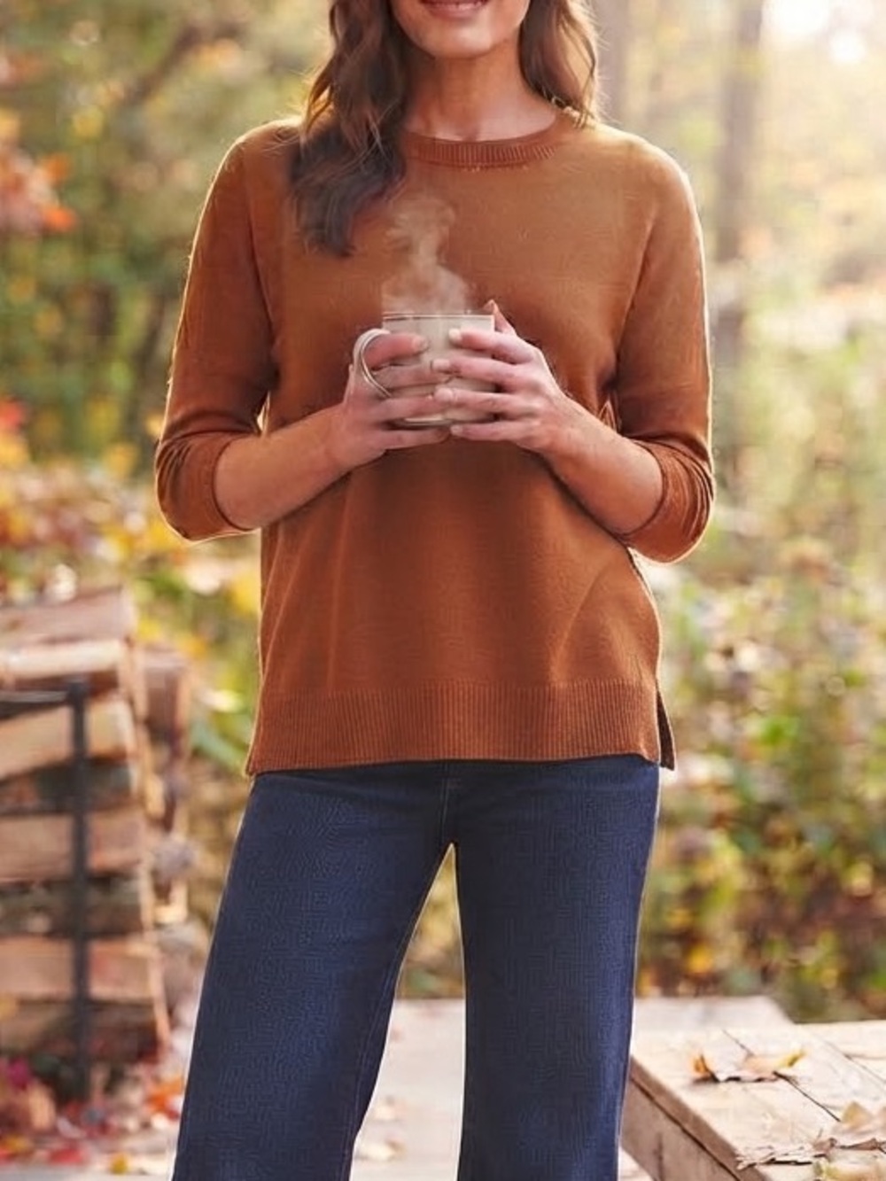 Max Studio 100% Merino Wool Women's Rust Crewneck Sweater Size Large